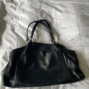 Hogan black leather shopper tote handbag -  made in Italy